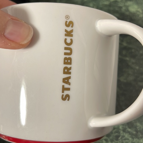 Starbucks 2012 gold lettering stackable cup with red bottom rim - Picture 7 of 10